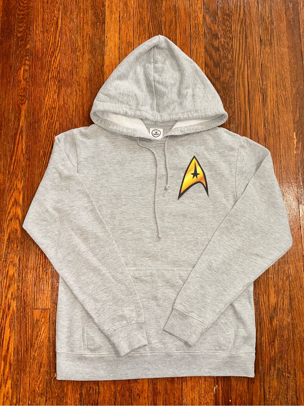 Men’s Small 2018 Star Trek Gray Delta Fleece Long Sleeve Hoodie Sweatshirt